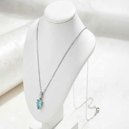14K White Gold Diamond Heart Pendant on Stand