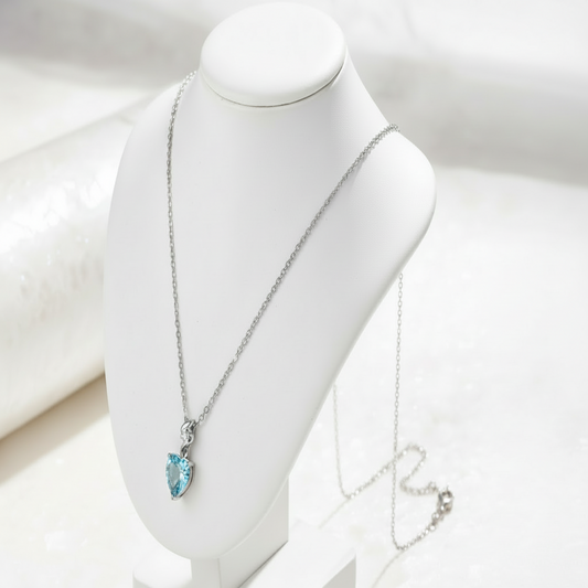 14K White Gold Diamond Heart Pendant on Stand