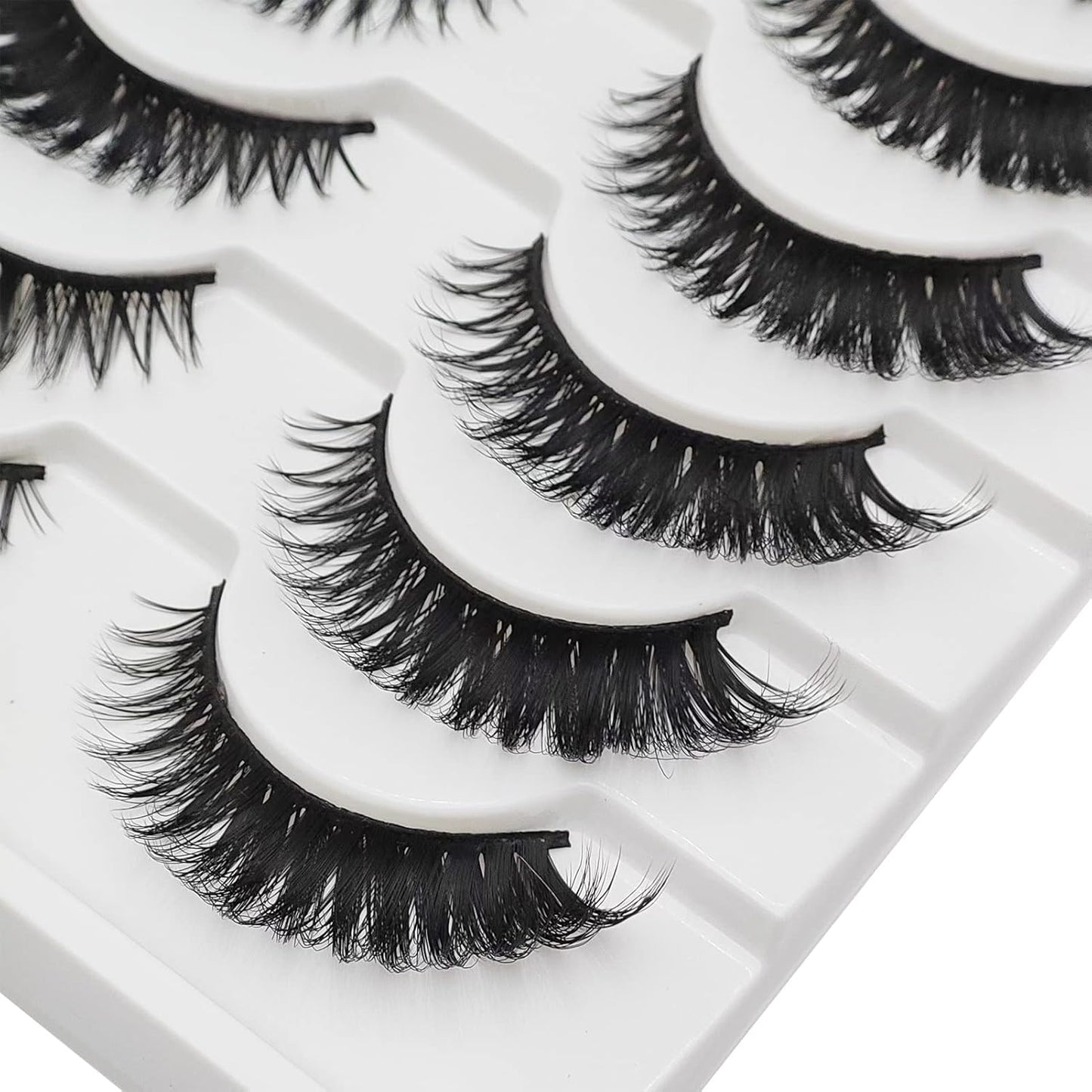 Cat Eye Lashes Natural Look, Wispy Fluffy 15Mm Short Mink Fox Eye Lashes Sets Pack, Natural 3D Faux Mink Fluffy False Cateye Eyelashes Pack