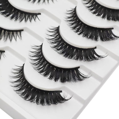 Cat Eye Lashes Natural Look, Wispy Fluffy 15Mm Short Mink Fox Eye Lashes Sets Pack, Natural 3D Faux Mink Fluffy False Cateye Eyelashes Pack
