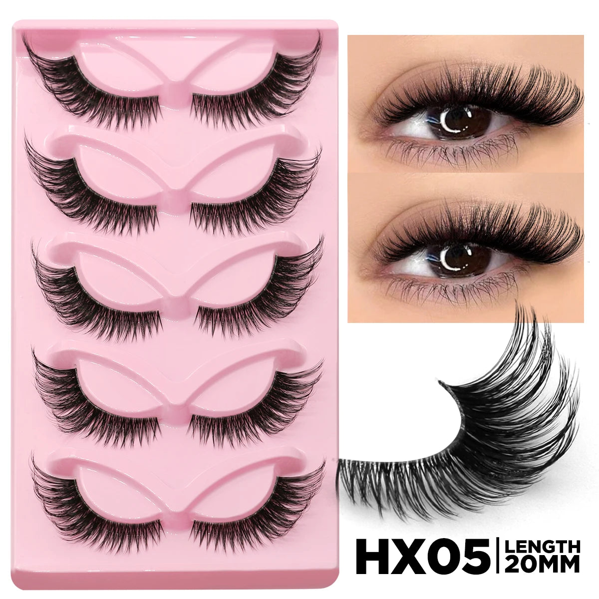 Cat Eye Lashes Faux Mink Eyelashes Natural Long Manga Lashes Winged End Eye Elongated Eyelashes Fake Lashes Makeup