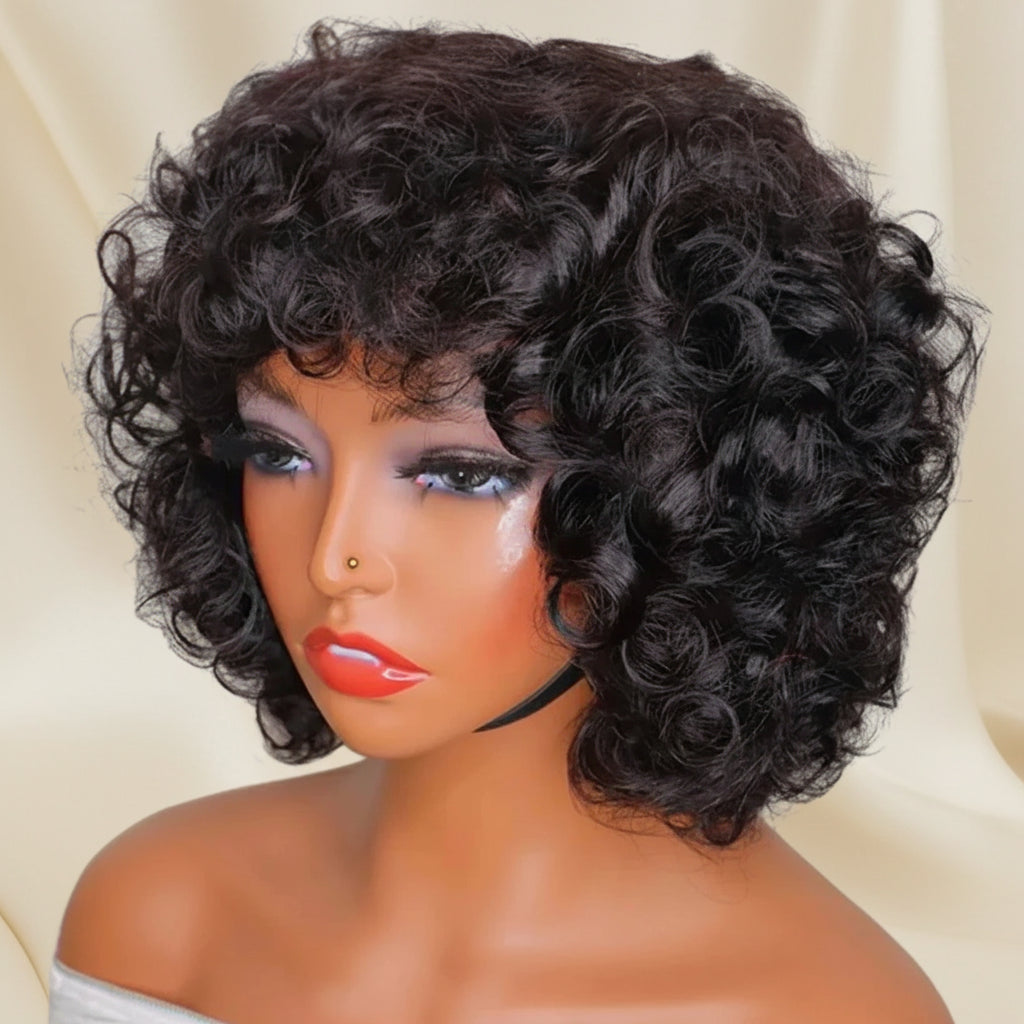 Soft Curly Wig with Bangs