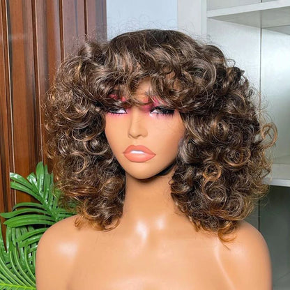Soft Curly Wig with Bangs