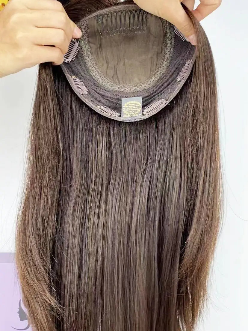 Lillian Topper Collection| European Virgin Kosher Sheitels Brown Hair Piece | SYLVHAIR BY CHW