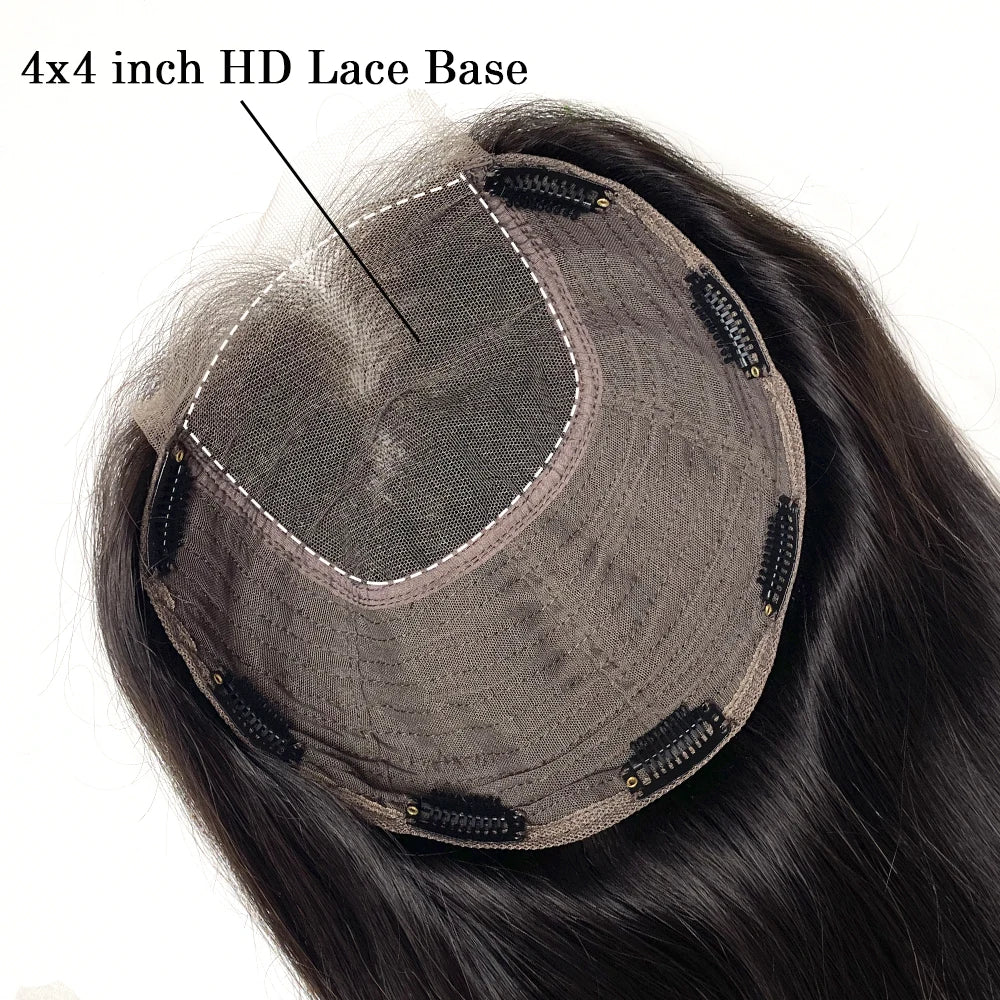 Lillian Topper Collection Virgin Human Hair 8X8 Inch Weft Topper |4X4 HD Lace Natural Black Brown | SYLVHAIR BY CHW