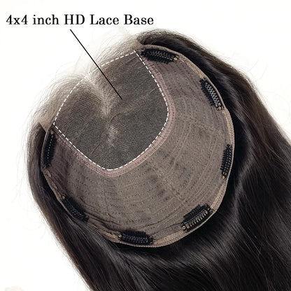 Lillian Topper Collection Virgin Human Hair 8X8 Inch Weft Topper |4X4 HD Lace Natural Black Brown | SYLVHAIR BY CHW