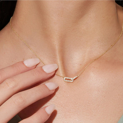 Gold Color Shiny Rhinestone Double Circle Pendant Necklace For Women Girl Clavicle Choker Fashion Jewelry