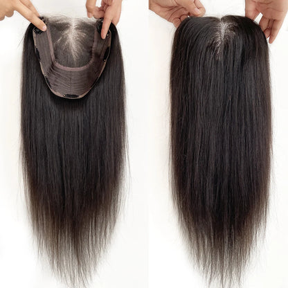 Lillian Topper Collection Virgin Human Hair 8X8 Inch Weft Topper |4X4 HD Lace Natural Black Brown | SYLVHAIR BY CHW