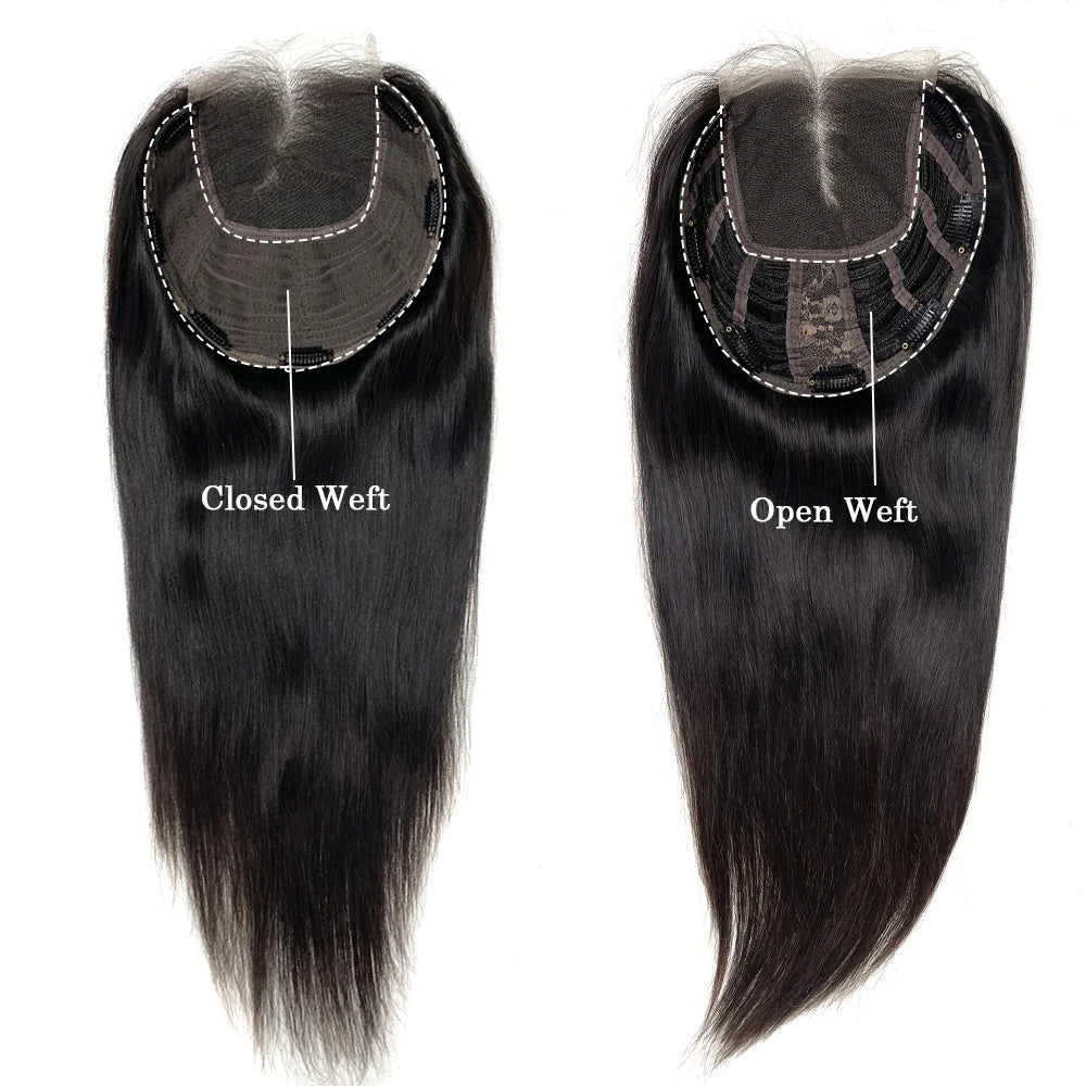 Lillian Topper Collection Virgin Human Hair 8X8 Inch Weft Topper |4X4 HD Lace Natural Black Brown | SYLVHAIR BY CHW