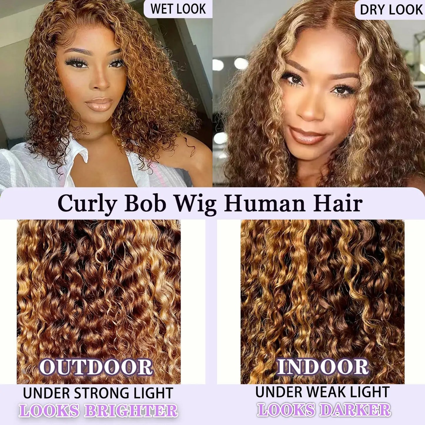 P4/27 Highlight Curly Bob Wig