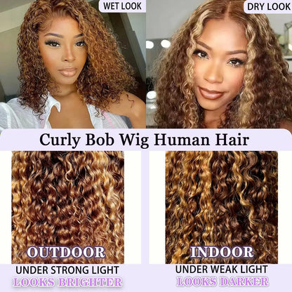 P4/27 Highlight Curly Bob Wig