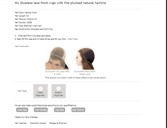 N1 Glueless Lace Front Wig