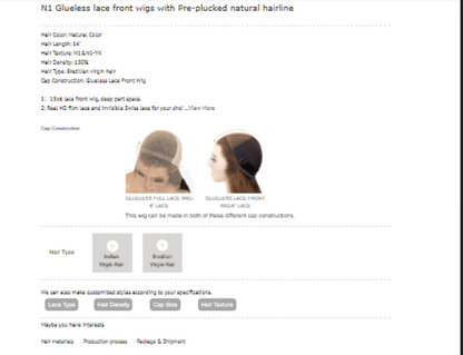 N1 Glueless Lace Front Wig