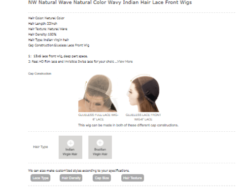 The Lillian Collection NW Natural Wave Natural Color Wavy Indian Hair Lace Front Wig 150% 22 Inch | SYLVHAIR BY CHW