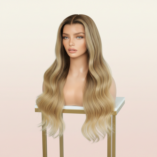 Katherine Collection Natural Blonde| Wavy & Straight Virgin Brazilian Hair Lace Front Wig 180% 20 Inch | SYLVHAIR BY CHW