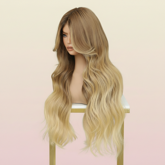 Katherine Collection Ombre Blonde Luxury Human Hair | Brazilian Virgin Glueless Lace Front Wigs 180% 22 Inch | SYLVHAIR BY CHW