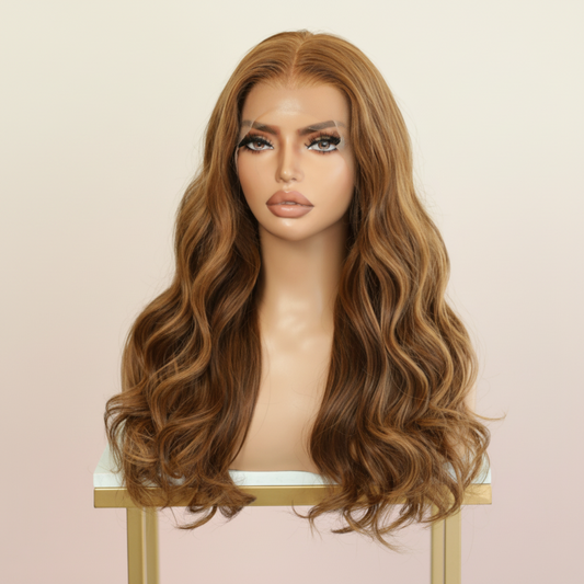Katherine Collection Brunette Color Natural Hairline Wigs | Brazilian Virgin Hair 180% 18 Inch | SYLVHAIR BY CHW