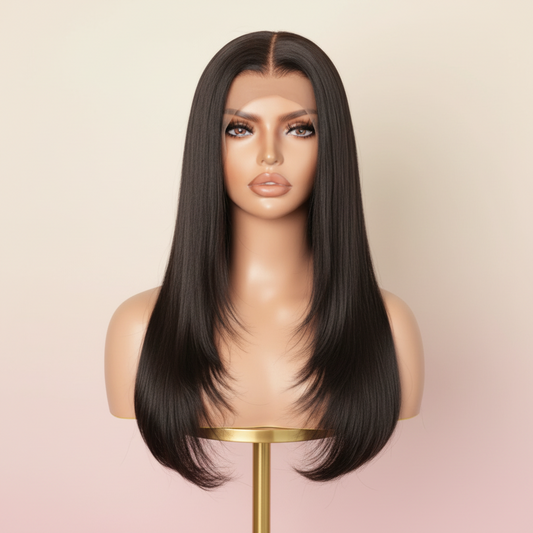 Katherine Collection Straight Layered Glueless Virgin Brazilian Wigs 130% Density 16 Inch | SYLVHAIR BY CHW