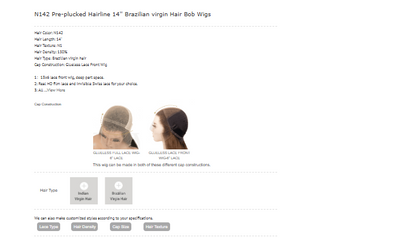 Katherine Collection Pre-plucked Hairline Brazilian Virgin Hair Bob Wigs | 150% Density 14 Inch | SYLVHAIR BY CHW