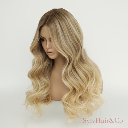Katherine Collection 13x6 Glueless Lace Front Wig - Brazilian Virgin Hair 18" N324 Wavy Medium Cap
