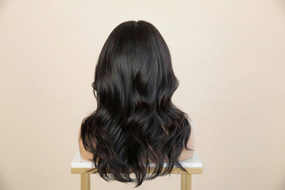 The Lillian Collection 13x6 Lace Front Wig - Indian Virgin Hair 22" Natural Color Wavy with Curtain Bang