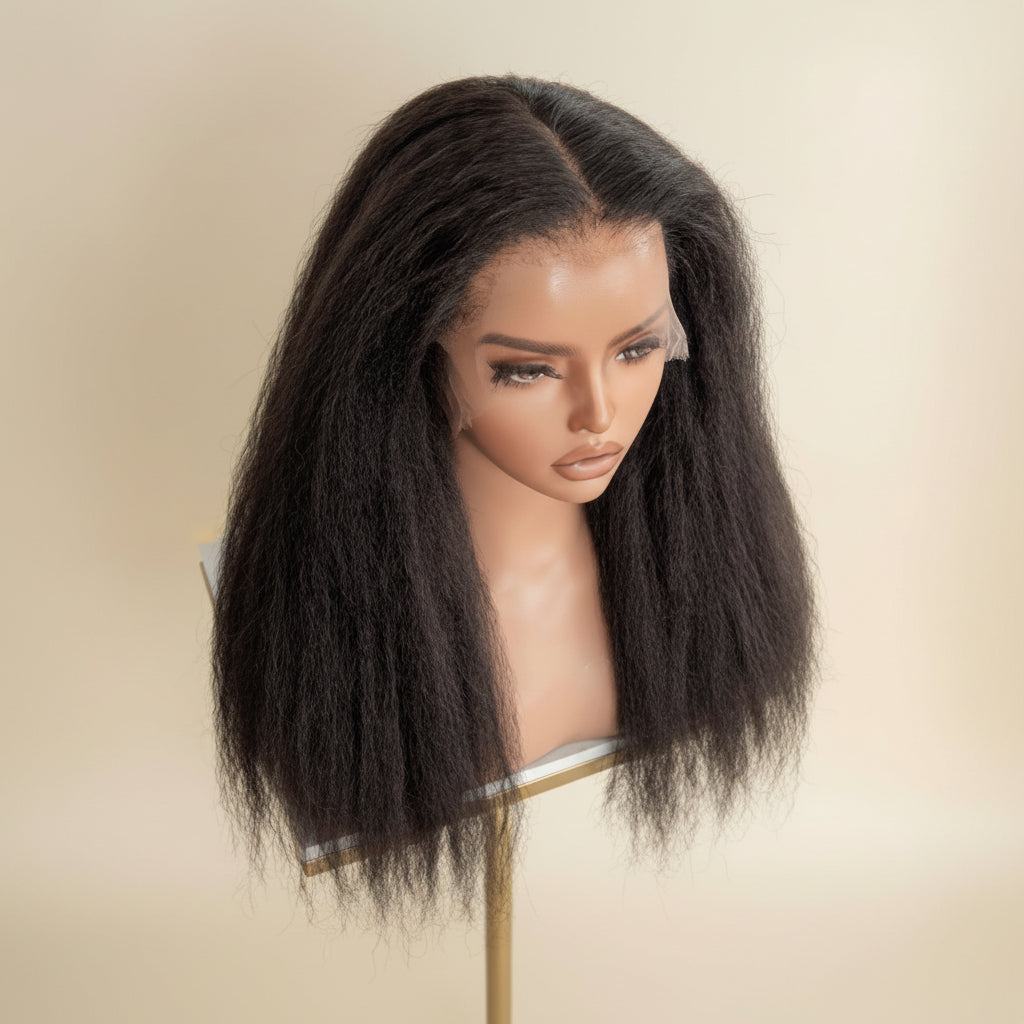 The Lillian Collection 13x6 Lace Front Wig - Indian Virgin Hair Kinky Straight 16" Natural Color KS-Baby Hair