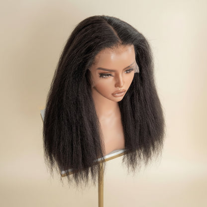 The Lillian Collection 13x6 Lace Front Wig - Indian Virgin Hair Kinky Straight 16" Natural Color KS-Baby Hair
