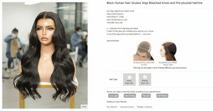 The Lillian Collection 13x6 Lace Front Wig - Indian Virgin Hair 18" Natural Color Wavy with Curtain Bang