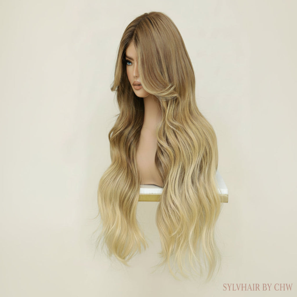 Katherine Collection 13x6 Glueless Lace Front Wig - Brazilian Virgin Hair 18" N324 Wavy Medium Cap