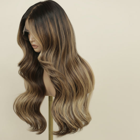 Katherine Collection 13x6 Glueless Lace Front Wig - Brazilian Virgin Hair 16" N325 Wavy Medium Cap