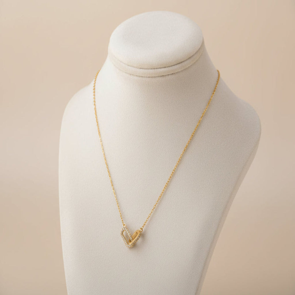 Gold Color Shiny Rhinestone Double Circle Pendant Necklace For Women Girl Clavicle Choker Fashion Jewelry