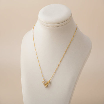 Gold Color Shiny Rhinestone Double Circle Pendant Necklace For Women Girl Clavicle Choker Fashion Jewelry
