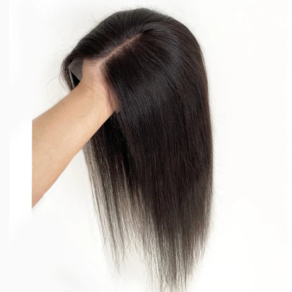 Lillian Topper Collection Virgin Human Hair 8X8 Inch Weft Topper |4X4 HD Lace Natural Black Brown | SYLVHAIR BY CHW