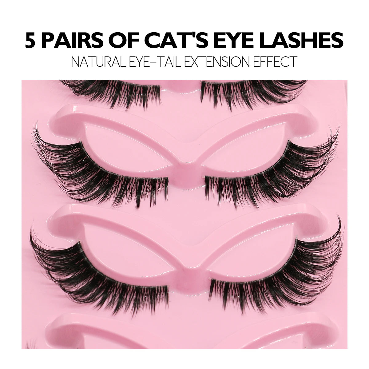 Cat Eye Lashes Faux Mink Eyelashes Natural Long Manga Lashes Winged End Eye Elongated Eyelashes Fake Lashes Makeup