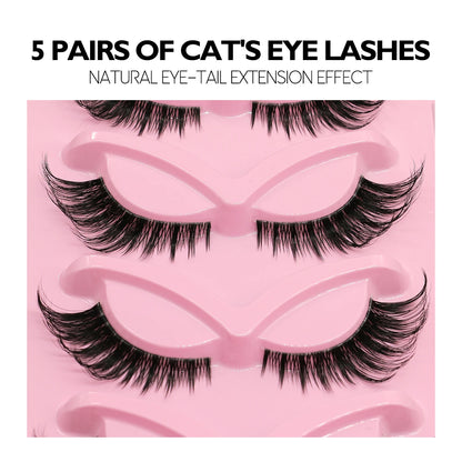 Cat Eye Lashes Faux Mink Eyelashes Natural Long Manga Lashes Winged End Eye Elongated Eyelashes Fake Lashes Makeup