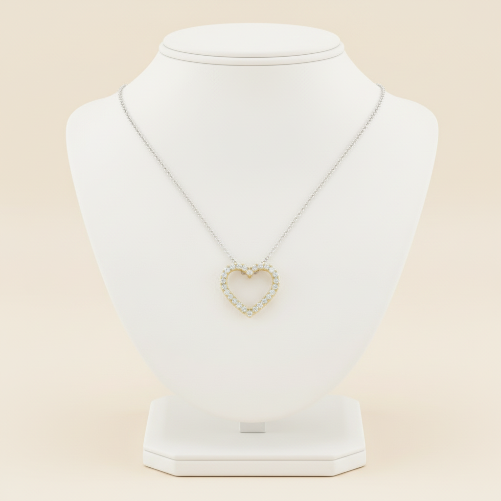 Diamond Heart Pendant - Fixed Square