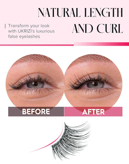 Half Lashes Natural Wispy Corner 3/4 False Eyelashes Clear Band Lashes W02