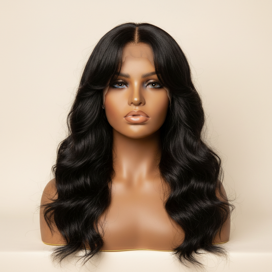Wavy with Curtain Bang Wig