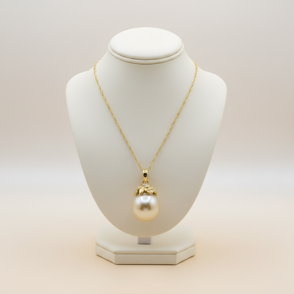 Cultured Pearl Diamond Necklace - Pearl Background with Logo